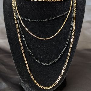 *Black & Gold Layered Necklace